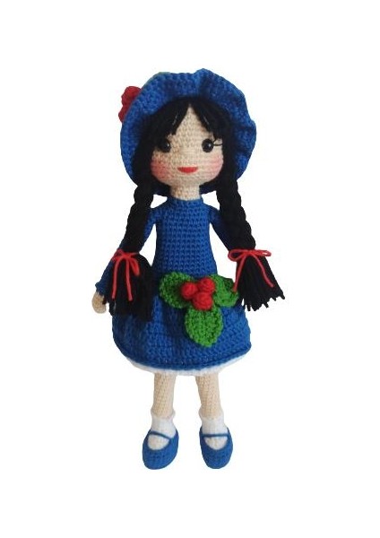 Koyu Mavi Kikona Çiçeği Bebek Amigurumi Organik Oyuncak