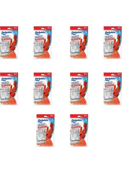 Lateks Bulaşık Temizlik Eldiveni - Kırmızı - Large ( Büyük ) - 9-9,5 - 10 Paket