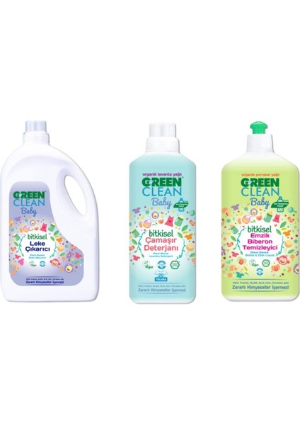 Green Clean Baby Bitkisel Emzik Biberon Temizleyici, Çamaşır Deterjanı ve Leke Çıkarıcı