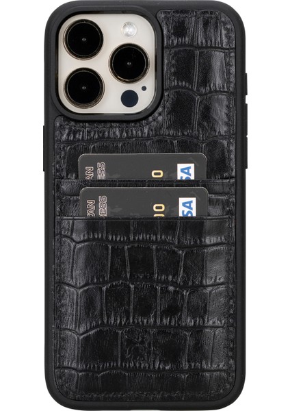 iPhone 15 Pro Max Capri Kartlıklı Deri Arka Telefon Kılıfı modelleri