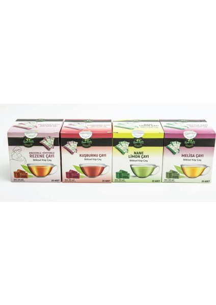 Tanlababa Rahatlama Paketi Küp Çay 4'li Paket Rezene Kuşburnu Nane Limon Melisa Bitki Çayları