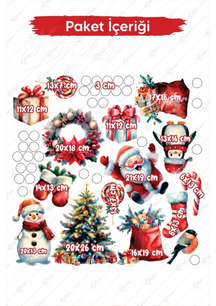 Eğlenceli Kardan Adam Penguen ve Yeniyıl Ağacı Kış Konseptli Yılbaşı Süsü Sticker Seti modelleri