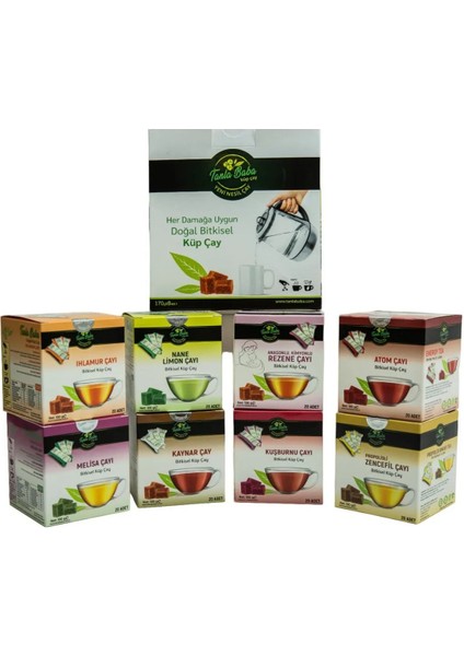 Tanlababa Küp Çay 8'li Paket (Yıkanabilir Maske Hediyeli) Sargılı Bitki Çayları. Doğal Bitkisel Çay