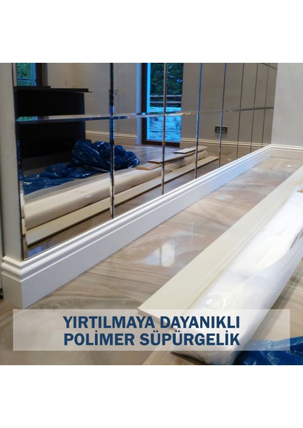 15 cm Beyaz Polimer Lake Süpürgelik Neme Darbeye Rutubete Dayanıklı 1 Adet Sipariş 240 Cm'dir ( 1 Pakette 8 Boy Vardır - Total 19,2 M )