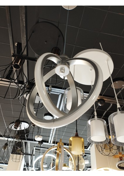 Çember Içi Çember Gümüş Gövde Sarkıt Model Modern LED Aydınlatma fiyatları