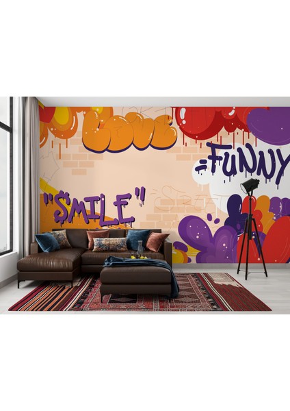 Grafiti Çocuk Odası Duvar Kağıdı, Renkli Grafiti Genç Odası Duvar Duvar Resmi