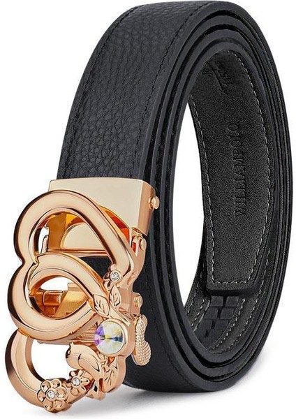 Hakiki Deri Kalpli Işıltılı Taşlı Kadın Kemer