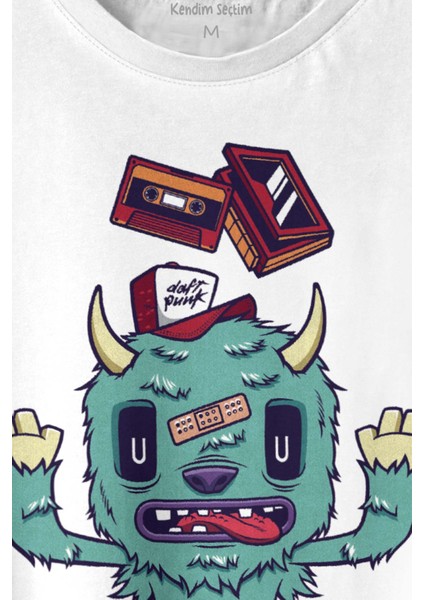 Sevimli Canavar Retro Monster Daft Punk 90LAR Baskılı Tişört Unisex T-Shirt fiyatları