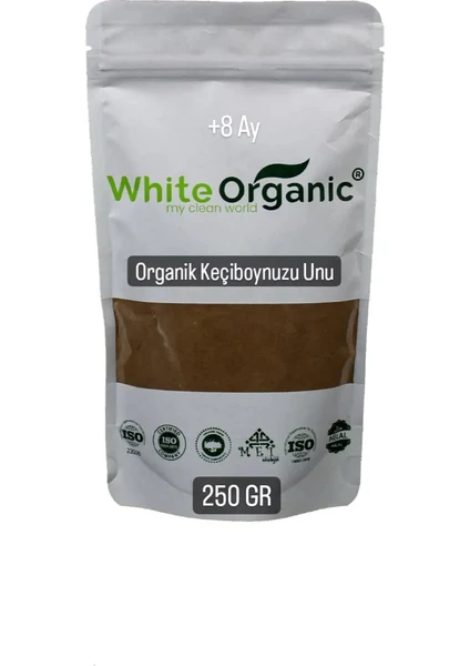 White Organic Organik  Keçiboynuzu Unu 250 gr  +8 Ay Bebek Ek Gıdası Helal Glutensiz