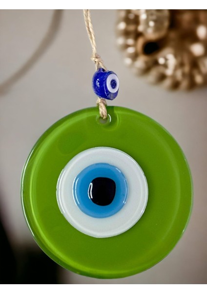 Mini Boy Çimen Yeşili Nazar Boncuklu Duvar Süsü 10 cm Cam Duvar Dekoru fırsatları