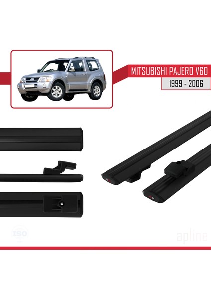 Mitsubishi Pajero (V60) 3 Kapı 1999-2006 Arası ile Uyumlu Basıc Model Ara Atkı Tavan Barı Siyah fırsatları