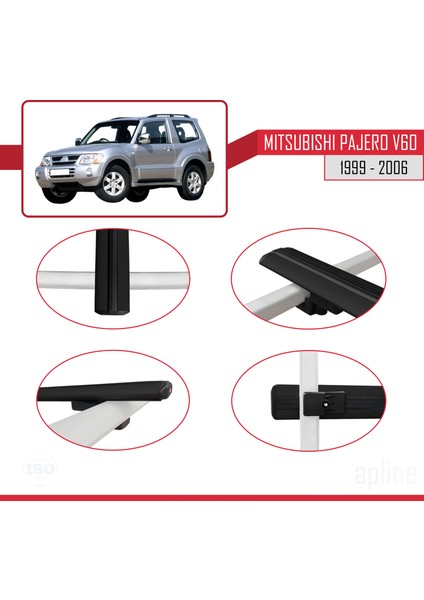 Mitsubishi Pajero (V60) 3 Kapı 1999-2006 Arası ile Uyumlu Basıc Model Ara Atkı Tavan Barı Siyah indirimleri