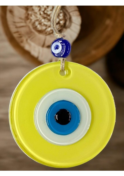 Mini Boy Sarı Nazar Boncuklu Duvar Süsü 10 cm Cam Duvar Dekoru modelleri
