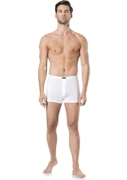 10 Adet Pamuklu Penye Beyaz Erkek Boxer