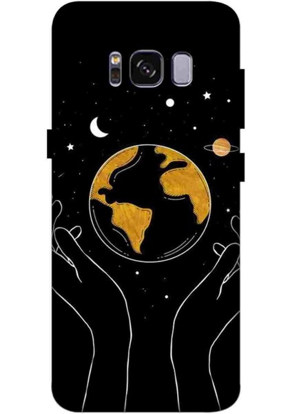 Samsung Galaxy S8 Kılıf Baskılı Dünya Desenli Silikon+Ekran Koruyucu+Kablo Kryc- 7073