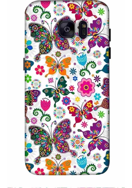 Samsung Galaxy S7 Edge Kılıf Baskılı Kelebek Desenli Silikon+Ekran Koruyucu+Kablo Kryc- 2096
