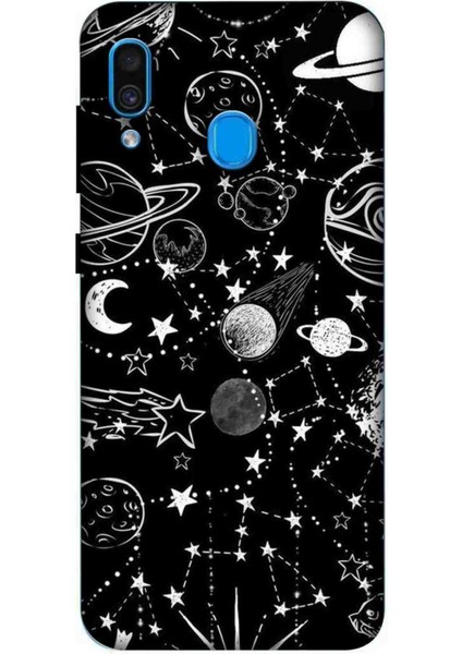 Samsung Galaxy A30 Kılıf Baskılı Desenli Silikon+Ekran Koruyucu+Kablo Kryc- 8226