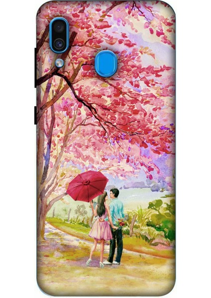 Samsung Galaxy A20 Kılıf Baskılı Desenli Silikon+Ekran Koruyucu+Kablo Kryc- Sevgiyolu