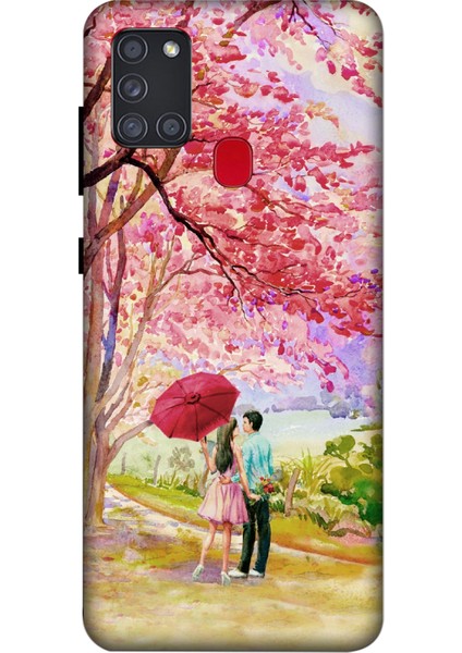 Samsung Galaxy A21S Kılıf Baskılı Desenli Silikon+Ekran Koruyucu+Kablo Kryc- Sevgiyolu