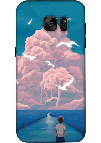 Samsung Galaxy S7 Edge Kılıf Baskılı Desenli Silikon+Ekran Koruyucu+Kablo Kryc- 8068