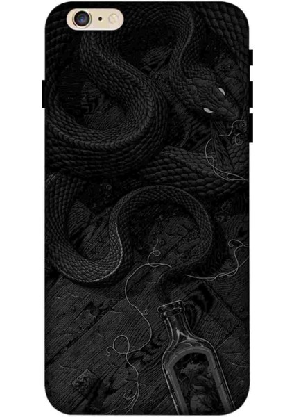 Apple iPhone 6 6s Kılıf Baskılı Desenli Silikon+Ekran Koruyucu+Kablo Kryc- Blacksnake