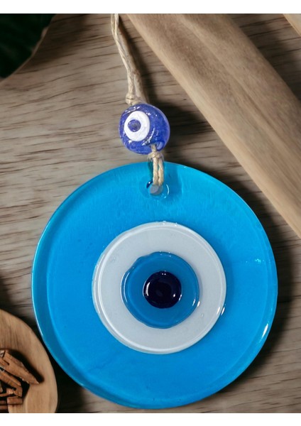 Şeffaf Mavi Nazar Boncuklu Duvar Süsü 10 cm Cam Duvar Dekoru fiyatları