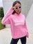 Kadın Pembe Brooklyn Baskılı Oversize Kapüşonlu Sweatshirt 4