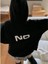 Kadın Siyah Yes No Baskılı Oversize Kapüşonlu Sweatshirt 2