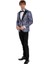 Işıltılı Sarmaşık Desenli Slim Fit Mavi Erkek Smokin Ceket 4