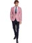 Ekose Desenli Slim Fit Pembe Erkek Ceket 4
