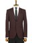 Kendinden Desenli Slim Fit Sivri Yaka Bordo Erkek Ceket 1