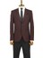 Kendinden Desenli Slim Fit Sivri Yaka Bordo Erkek Ceket 4