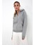 Ela Kapüşonlu 3 Iplik Fermuar Detaylı Loose Fit Örme Sweatshirt 5