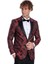 Floral Desenli Slim Fit Bordo Erkek Smokin Ceket 1