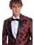Floral Desenli Slim Fit Bordo Erkek Smokin Ceket 2