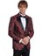 Floral Desenli Slim Fit Bordo Erkek Smokin Ceket 3