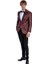 Floral Desenli Slim Fit Bordo Erkek Smokin Ceket 4