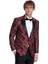 Floral Desenli Slim Fit Bordo Erkek Smokin Ceket 5