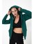 Ela Kapüşonlu 3 Iplik Fermuar Detaylı Loose Fit Örme Sweatshirt 2
