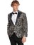 Işıltılı Sarmaşık Desenli Slim Fit Siyah Erkek Smokin Ceket 4