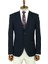 Kendinden Desenli Slim Fit Sivri Yaka Lacivert Erkek Ceket 1