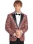 Işıltılı Sarmaşık Desenli Slim Fit Bordo Erkek Smokin Ceket 1