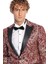 Işıltılı Sarmaşık Desenli Slim Fit Bordo Erkek Smokin Ceket 2
