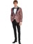 Işıltılı Sarmaşık Desenli Slim Fit Bordo Erkek Smokin Ceket 4