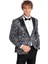 Işıltılı Sarmaşık Desenli Slim Fit Lacivert Erkek Smokin Ceket 1