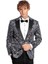 Işıltılı Sarmaşık Desenli Slim Fit Lacivert Erkek Smokin Ceket 3