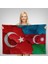 Türkiye Azerbaycan Bayrak Desenli Dekoratif Kanvas Duvar Örtüsü-Halısı-6516 2