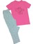 Kız Çocuk Desenli Kısa Kollu Pantolonlu Pijama Takımı- Kod 1420 5 Yaş Açık Pembe 1