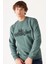 Regular Fit Normal Kesim  Pamuk Bisiklet Yaka Yeşil Sweatshirt 2