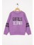 Kız Çocuk Lila Renkli Girls United Baskılı Taşlı Sweatshirt 1